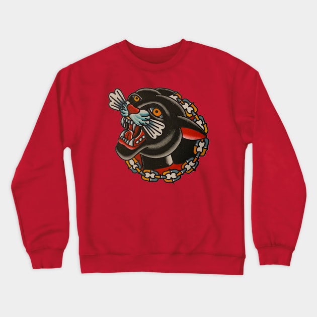 Panther Head Crewneck Sweatshirt by abixbytattoo